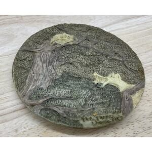 Three Little Pigs Round Relief Plaque‎ Resin Art Wolf Fairy Tale Rustic Decor